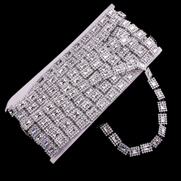 

10 ярдов diamante площади кристалл бисер цепи лента обрезка шитье украшение аппликация серебро