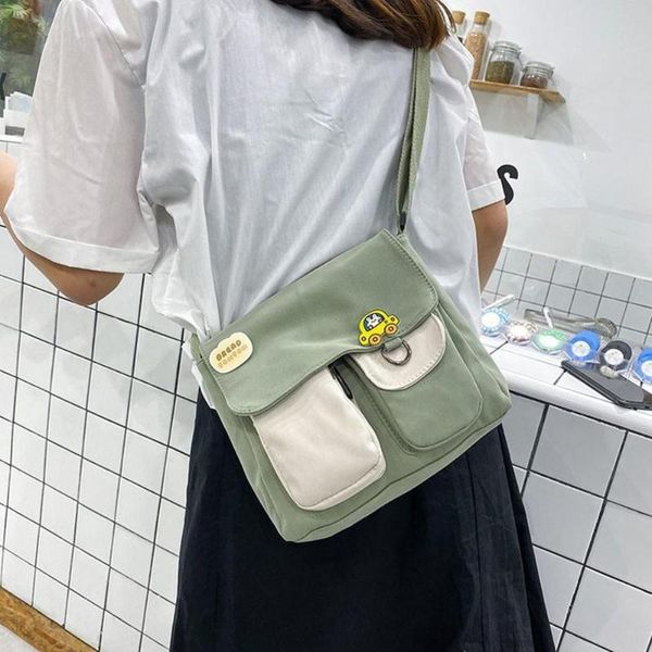 

women small square handbag shoulder bag girl cute versatile contrast canvas messenger bag