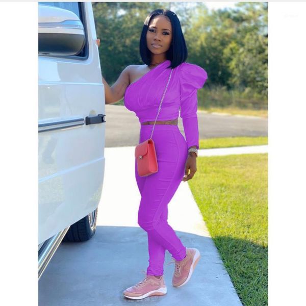 

2020 new women solid color high waist sets lady office skew flare sleeve short and long pants two pieces suit1, White