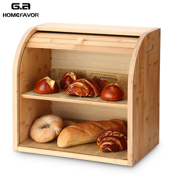 

bamboo bread box storage box bins with cutting board double layers drawer l254k