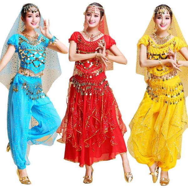 

stage wear belly dance costume set 4pcs professional bollywood clothes oriental costumes dqs2586, Black;red