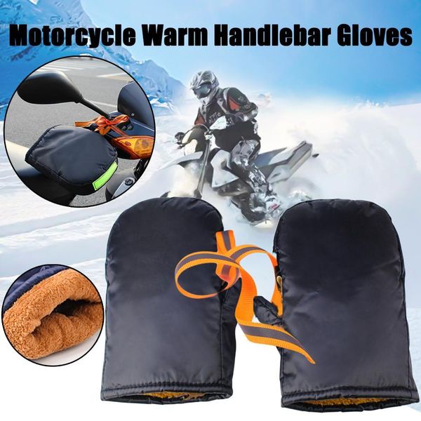 

new winter motorcycle handlebar gloves with reflective strip windproof waterproof warm motorbike handle bar hand cover muffs, Blue;gray