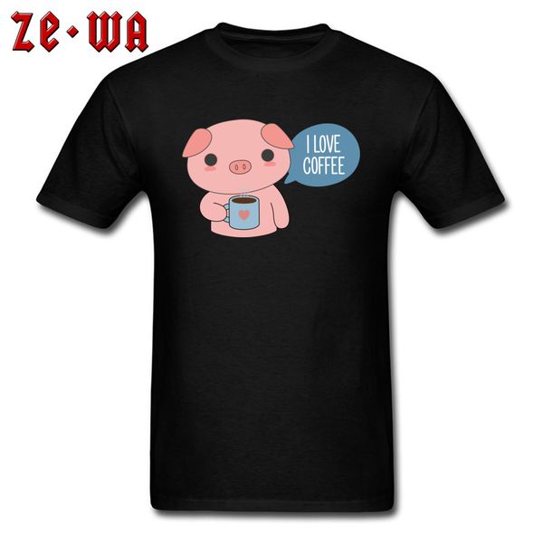 

cute pig loves coffee black street fashion guys cartoon custom design boyfriend gift sport hooded sweatshirt hoodie t shirt