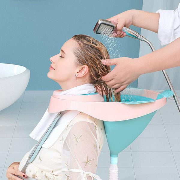 

soft portable shampoo basin easy sit hair washing basin tray for the disabled pregnant women old man fold nursing supply