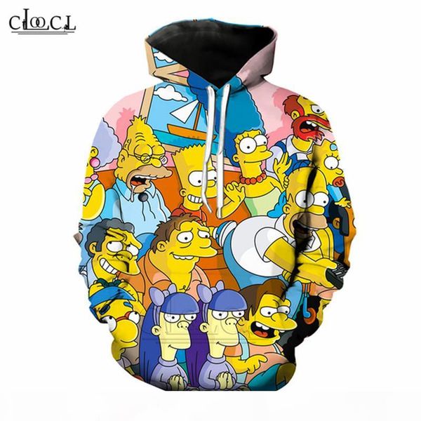 

2020 new style animes the simpsons hoodie men women simpson hooded pullovers 3d print streetwear fashion plus size coat, Black