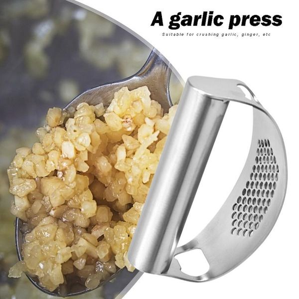 

portable durable curved stainless steel ginger squeezer masher multi-functional practical convenient garlic press chopper portab bbyvya