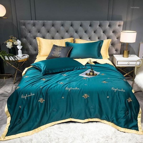 

svetanya cool touch fabric bees silkly summer nap quilt set modal embroidery blanket bedspread sheet pillowcases1