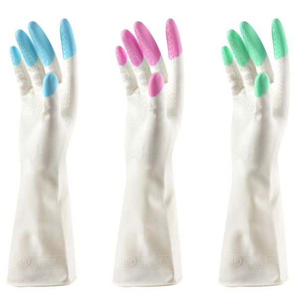 

long sleeve kitchen wash dishes dishwashing house latex household waterproof cleaning laundry gloves