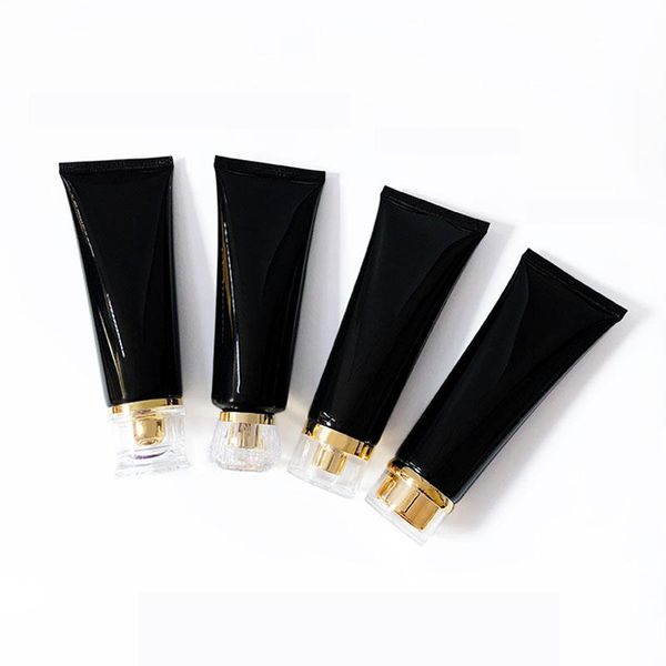 

storage bottles & jars black fashion squeeze bottle empty toothpaste hose acrylic cap lotion packaging container soft tube 100m