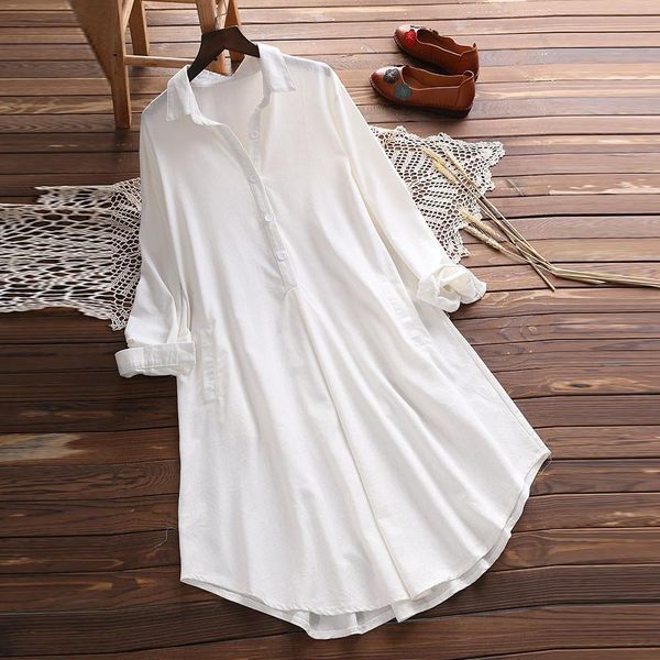 

5xl women's plus size tunic white blouse spring fashion long sleeve loose casual pocket button shirt blouse chemisier femme