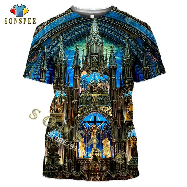 

church building summer 3d print shirts funny graphic oversized men clothing