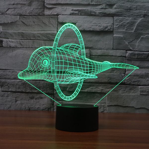 

2021 new fantastic design 3d dolphin jump shape creative night cool lamp atmosphere emotion light as home decoration 4ipf