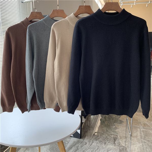 

odm company produces and not simple design sense ~ vertical bar jacquard men's autumn half high collar sweater
