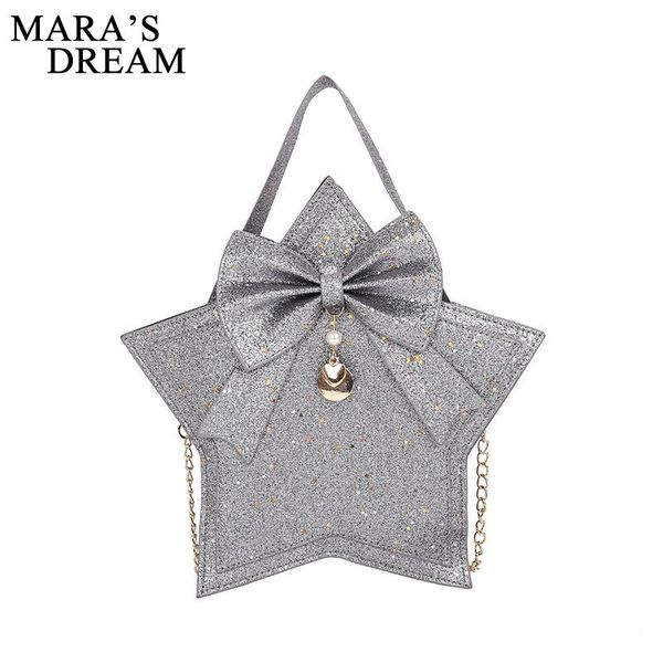 

mara's dream women star shaped handbags shining sequins messenger bag brand designer pu leather long chain shoulder bag women