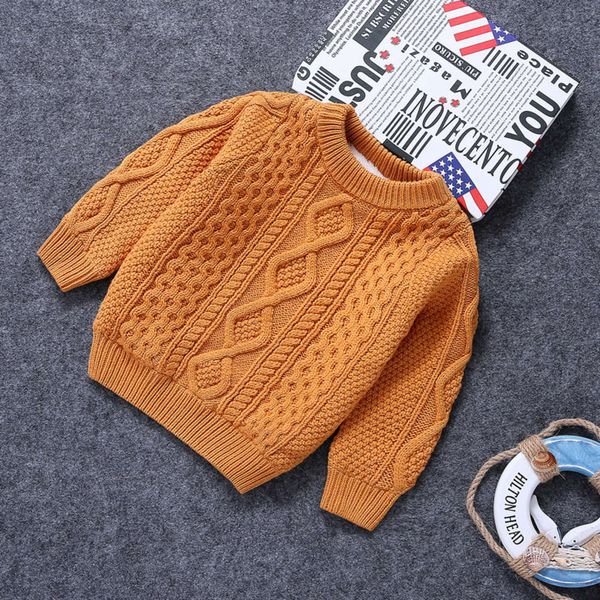 

pullover korean boys' 2020 autumn new and winter plush thickened children's solid color sweater, Blue