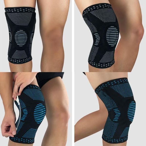 

1pc sport football basketball summer knee brace support protector sleeve with side stabilizer eva patella pad for hiking fitness, Black;gray
