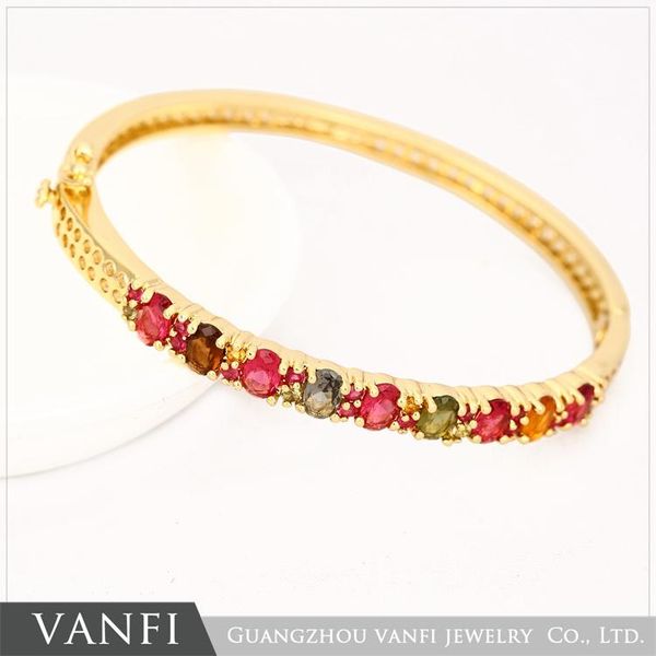 

new design cubic zirconia bracelet gold plating colorful zircon bangle bracelets for women gift, Black