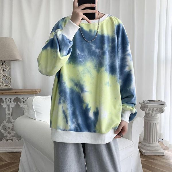 

autumn cotton tie-dye hoodie men's fashion casual camouflage hoodies men streetwear loose hip-hop pullover sweatshirt mens m-2xl, Black