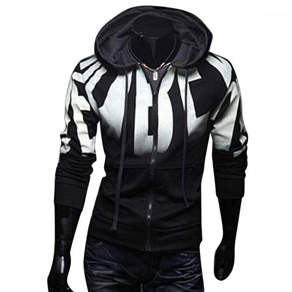 

wholesale-2016 new fashion autumn mens hoodies sweatshirts zipper hooded long sleeve printed letter brand clothing all-match hoody m-4xl1, Black