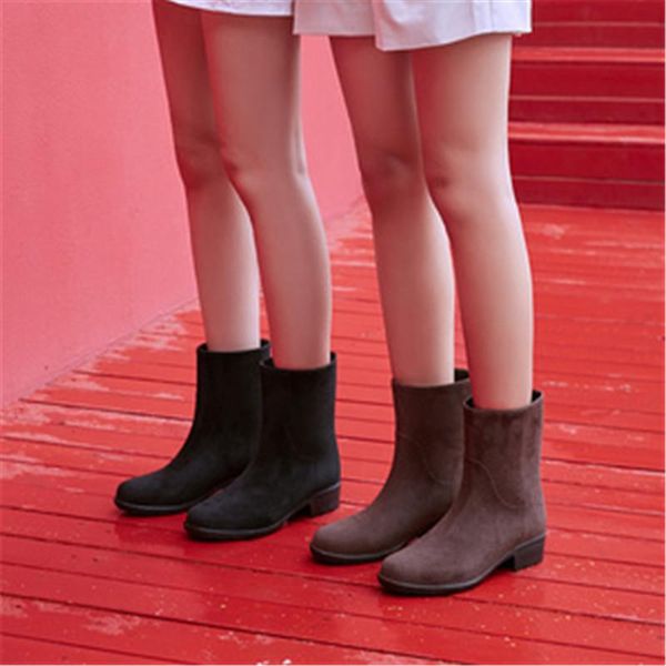 

new autumn winter boots women camel black boots for women thick heel slip on ladies shoes bota feminina