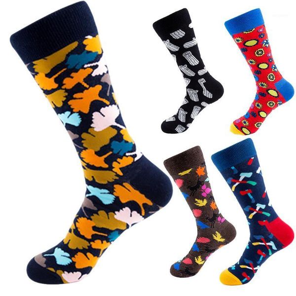 

men's colorful autumn socks in tube casual cotton socks skateboarding1, Black
