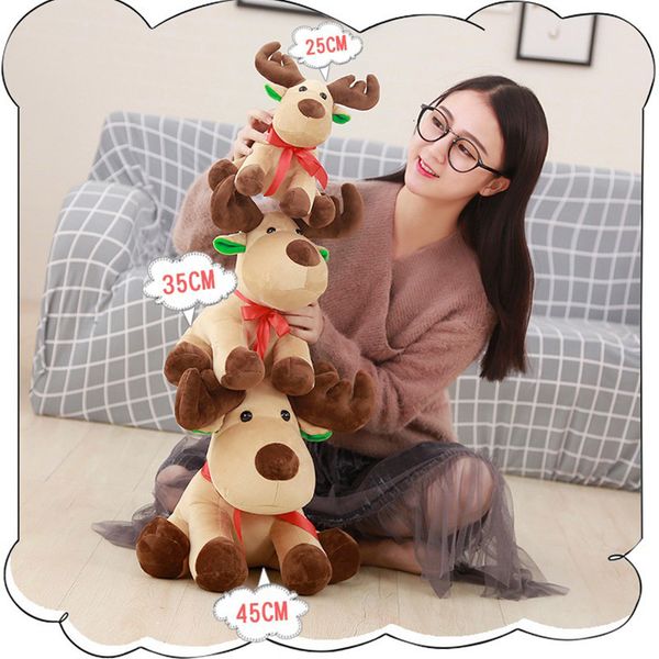 

christmas elk lovely stuffed plush cushion cartoon xmas deer children kids' gift animal dolls toys 25cm ing