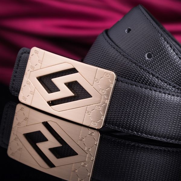 

men's pure alloy smooth double men's pure leather alloy smoothbelt double leather belt pmomq, Black;brown