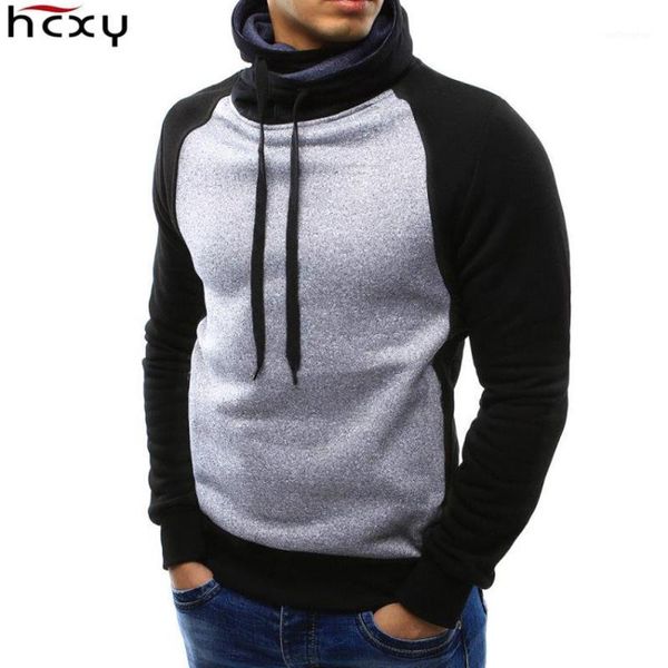 

hcxy 2020 spring autumn mens sweatshirt hooded turtleneck standing collar sweatshirts men sweat breathable clothing wide shoulde1, Black