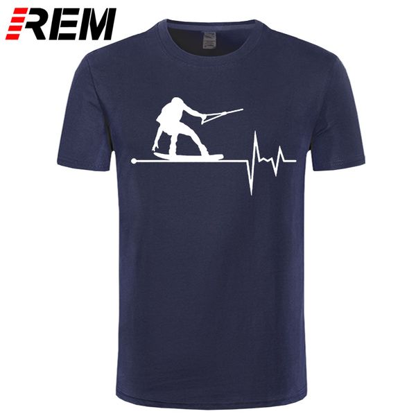 

sport summer men t-shirt wakeboard in my heartbeat pulse print tshirt casual cotton short sleeve men's t-shirs