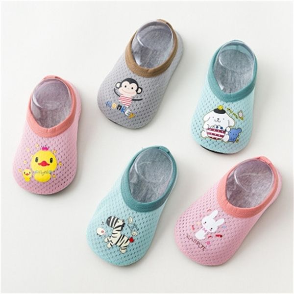 

baby socks for girl cotton summer thin section mesh breathable toddler animal cartoon indoor floor short children boy sock y201009, Pink;yellow