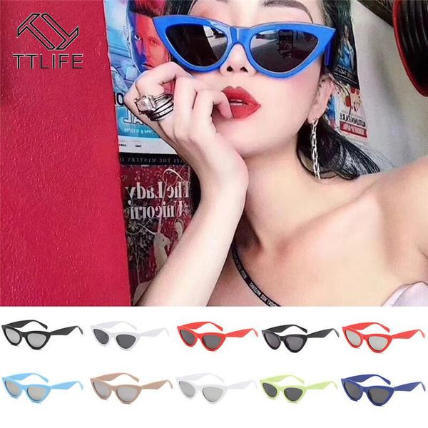 

sunglasseslife personality women cat eye sunglass man green frame sun glasses grey lens sunglasses blue fasion, White;black