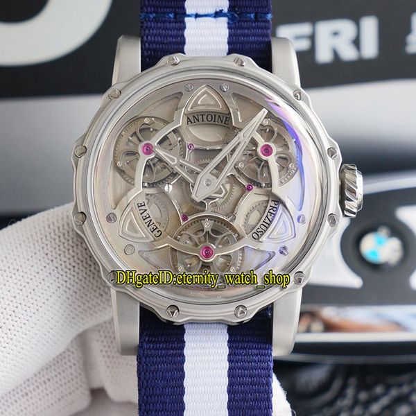 

skeleton inverted triangle dial japan miyota automatic mechanical rf version maxlab voyager mens watch 316l steel case leathe2616, Slivery;brown