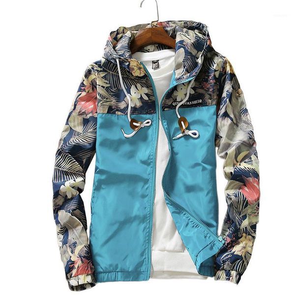 

floral jacket 2021 brand clothing drop shipping autumn mens hooded jackets slim fit long sleeve homme trendy windbreaker coat1, Black;brown