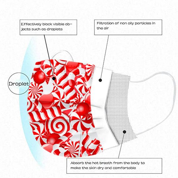 

10 / 50шт unisexo одноразовая mscara быстрая доставка masque оголовье printed рождество мягкие маски для взрослых 3-слойный маски wmtpnf com