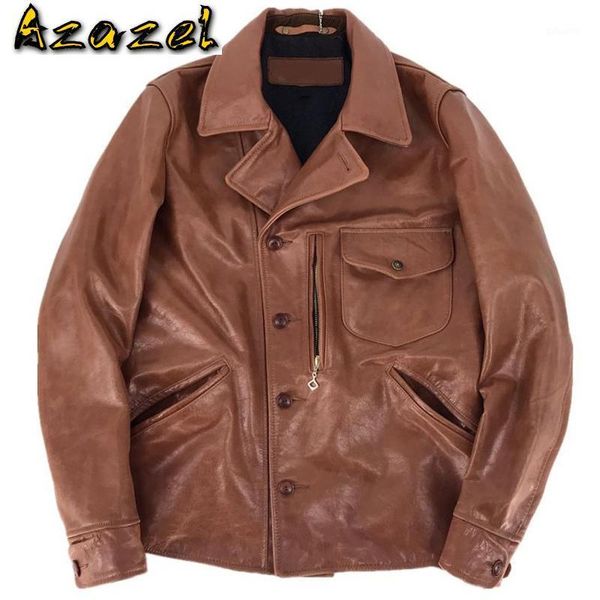 

automotive style men cow leather jackets men coat 4xl plus size retro biker mans natural real leather bomber jackets brand a6971, Black