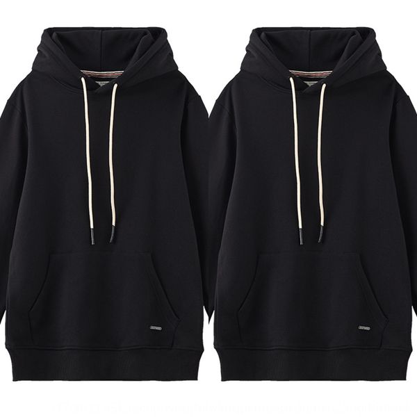 

360g pullover g hooded pullover knitted dark light grey series korean simple pure color men's terry sweater 9hfgq, Black