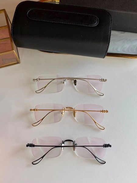 

2021 new flat light glasses rimless titanium steel mirror legs exquisite workmanship men and women same 16096 size 56 "20" 145