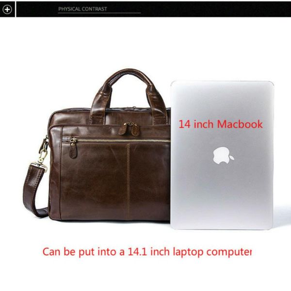 

for macbook office bag 14" computer document bag messenger male genuine leather lapbags oyixinger men briefcases men's bags