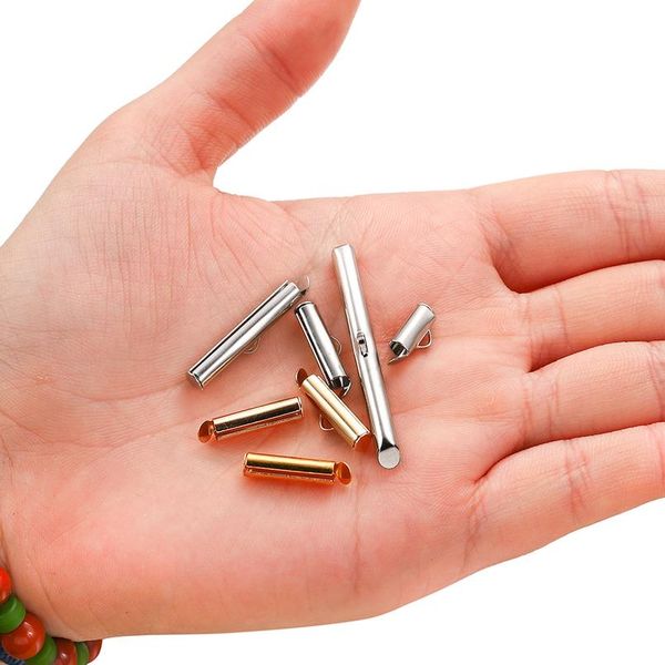 

30-50pcs/lot crimp end caps slider clasp buckles tubes diy bracelet connectors loom findings for jewelry making acc bbytjz, Silver