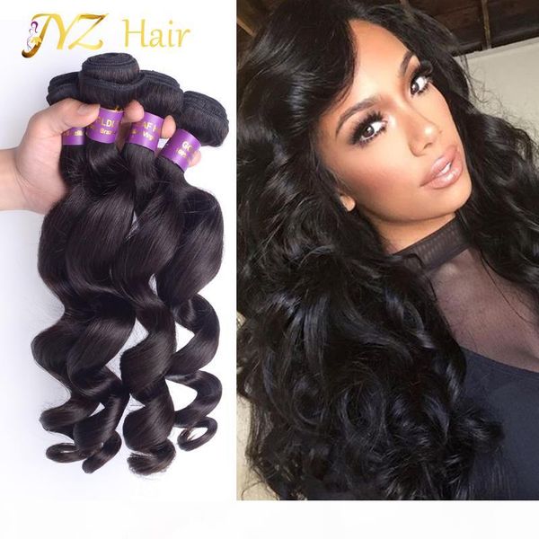 

jyz 4 bundles brazilian loose wave virgin hair peruvian weave bundles curly weave human hair honey malaysian hair products, Black