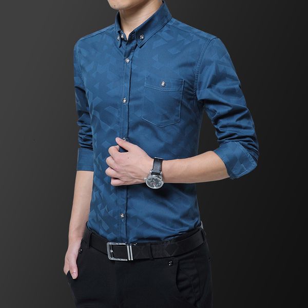 

an spring and autumn new long sleeve formal korean business printing men's wedding fashion slim inch shirt, White;black