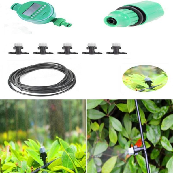 

misting sprinkler set with water timer garden watering drip irrigation system plant automatic dripper gardening watering bj011