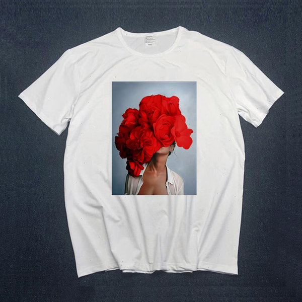 

2021 women t shirts summer short sleeve modernist floral lady print aesthetic tshirts trumblr vintage female clothes, White