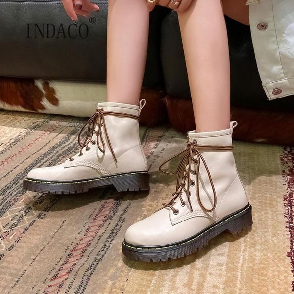 

women autumn winter boots leather martin boots 4cm women shoes for, Black