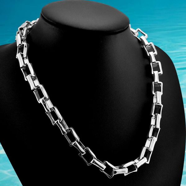 

chains brand jewelry cool men necklace.925 sterling silver rectangular chain. thickness chain jewelry.