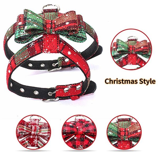 

christmas dog vest harness collar leash quick release doggie microfiber leather material pet supplies accessories