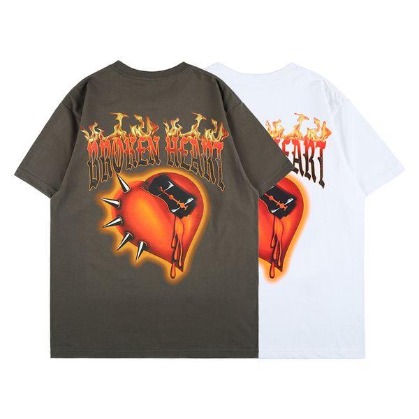 

2021 new cotton shirt heart broken letter hip hop man qk7y, White;black