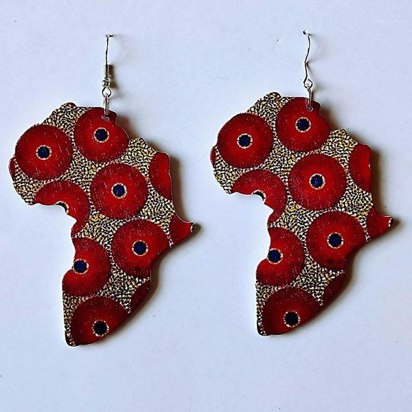 

dangle & chandelier wood africa map printing flower geo earring vintage party african afro jewelry wooden diy club gift1, Silver