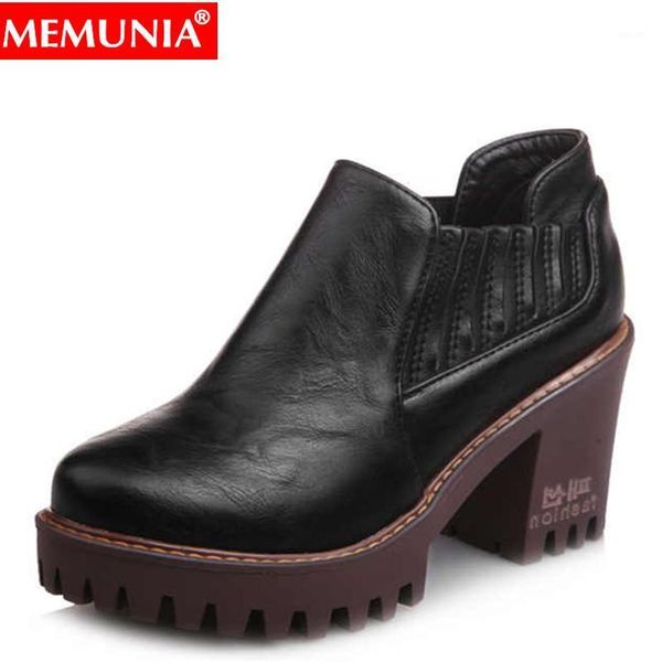 

memunia 2021 new big size 34-43 new women's ankle boots round toe slio on spring autumn shoes fashion dress shoes1, Black
