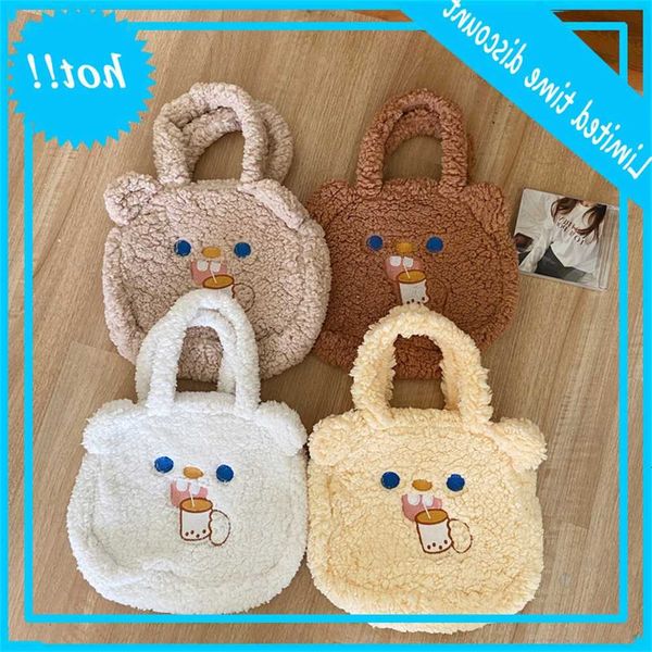 

010292 autumn and winter new plush bear ear handbag